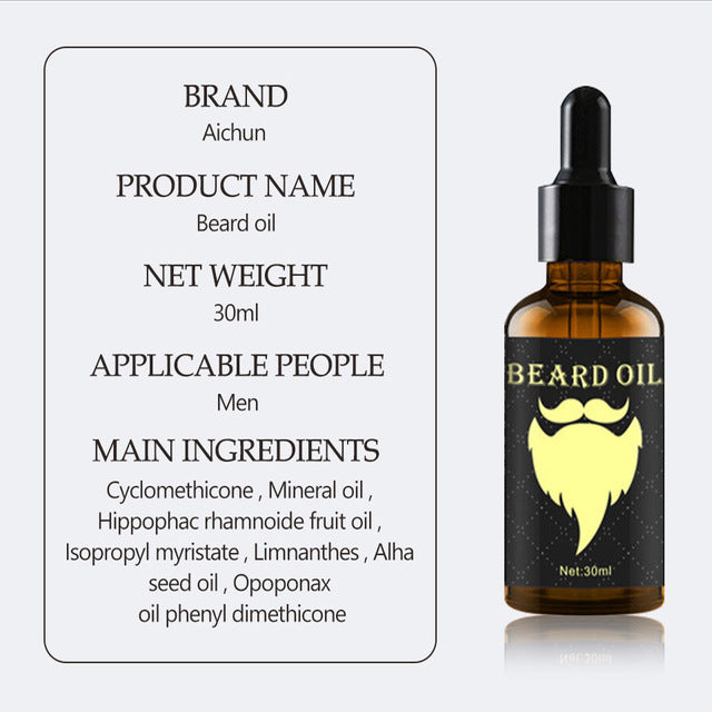 Beard Growth Oil 100% Natural Organic Beard Essential Oil for Men Beard Growth Hair Growth Essence Oil Moustache Grow Beard