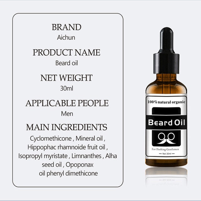 Beard Growth Oil 100% Natural Organic Beard Essential Oil for Men Beard Growth Hair Growth Essence Oil Moustache Grow Beard