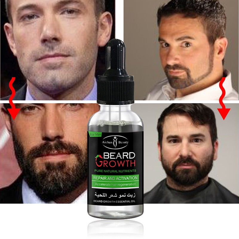 Beard Growth Oil Enhancer Natural Organic for Men Beard Growth Anti Hair Loss Products Facial Nutrition Moustache Grow Beard