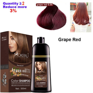 500ml Natural Argan Oil Essence Instant Hair Dye Shampoo Instant Hair Color Cream Cover Permanent Hair Coloring Shampoo  Women