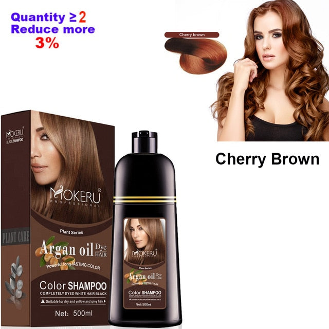 500ml Natural Argan Oil Essence Instant Hair Dye Shampoo Instant Hair Color Cream Cover Permanent Hair Coloring Shampoo  Women