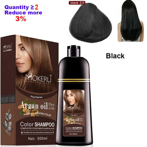 500ml Natural Argan Oil Essence Instant Hair Dye Shampoo Instant Hair Color Cream Cover Permanent Hair Coloring Shampoo  Women