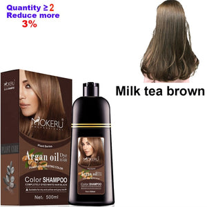 500ml Natural Argan Oil Essence Instant Hair Dye Shampoo Instant Hair Color Cream Cover Permanent Hair Coloring Shampoo  Women