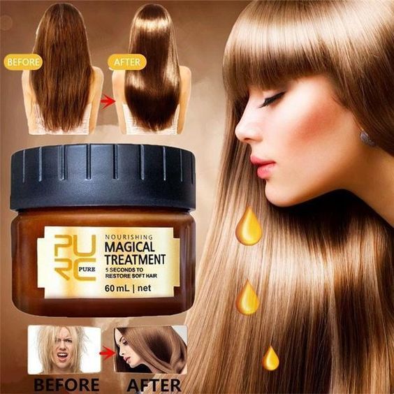 PURC Magical keratin Hair Treatment Mask 5 Seconds Repairs Damage Deep Hair Root Treatment for Silky Hair 60ml