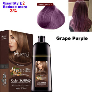 500ml Natural Argan Oil Essence Instant Hair Dye Shampoo Instant Hair Color Cream Cover Permanent Hair Coloring Shampoo  Women